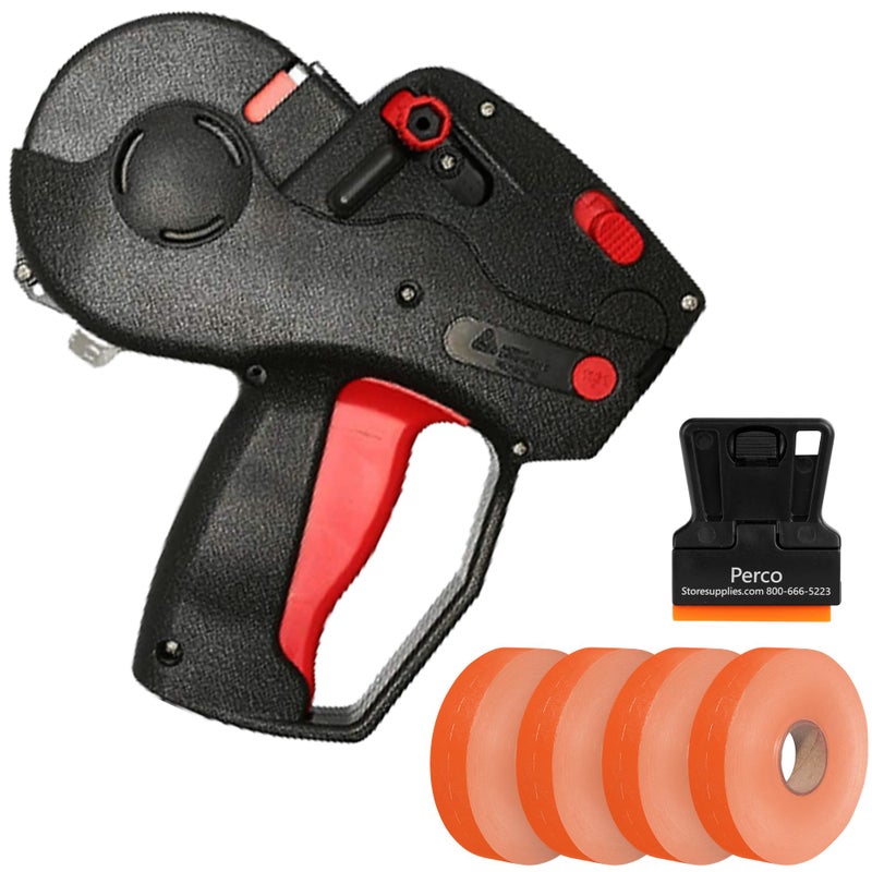 Perco Monarch 1131 Labeler Starter Kit: Includes Price Gun, 10,000 Fluorescent Red Labels, and Preloaded Inker - Image 1